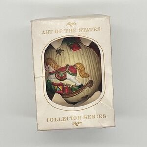 VTG NICE Blow Mold Ball Ornament Christmas Tree Santa & Rocking Horse 3D